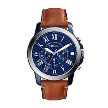 Men's Grant Quartz Stainless Steel and Leather Chronograph Watch