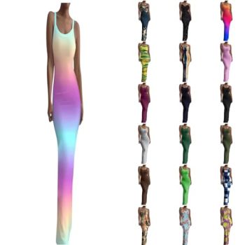 Women's Casual Lounge Slip Long Dress Sexy Sleeveless Backless Bodycon Maxi Dresses 2023 Summer Slim Elegant Sundress A Blue