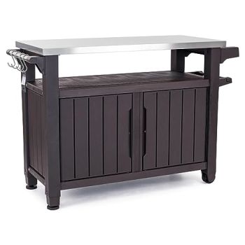 Unity XL Outdoor Kitchen Island Rolling Cart Bar Table & Storage Cabinet