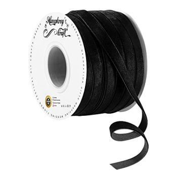 3/8 Inch Wide -25 Yards Black Velvet Ribbons Spool Good for Sewing