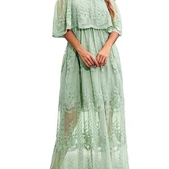 Sage Green Embroidery Lace Off Shoulder Maternity Maxi Dress Women's Boho Bridal Shower Wedding Party Dresses