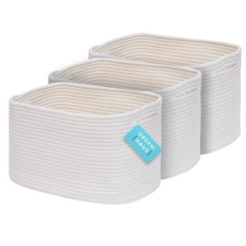 White Storage Basket for Closet 3-Pack