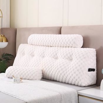 Wedge Headboard Pillows + A Long and Short Head Roll Pillows Bed Wedge Pillow for Headboard Large Bolster for Bed Backrest Pillows for Sitting in Bed