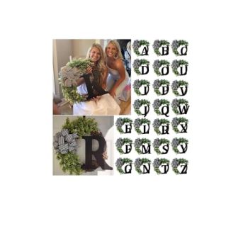 Unique Last Name Year Round Front Door Wreath,1PC Fashion Welcome Sign,Creative 26 A-Z Letter Farmhouse Spring All Seasons Hanger Decoration,Best Home Gift