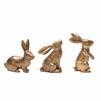 Golden Polyresin Bunny Decor Rabbit Figurines