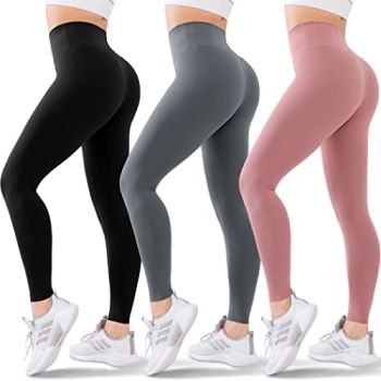 3 Pack High Waisted Leggings for Women-Soft Athletic Tummy Control Pants for Running Yoga Workout Reg & Plus Size