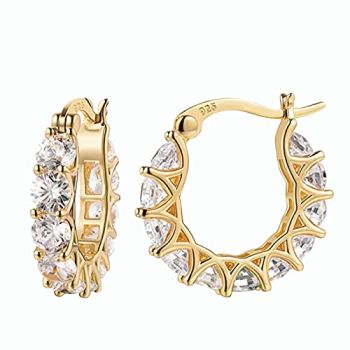 Sales Today Clearance day Prime Deals October 2024,Small Gold Hoops Earrings for Women,Sterling Silver Hypoallergenic Stud Earrings Sparkling Lightweight Flash Ring Jewelry Birthday Gifts