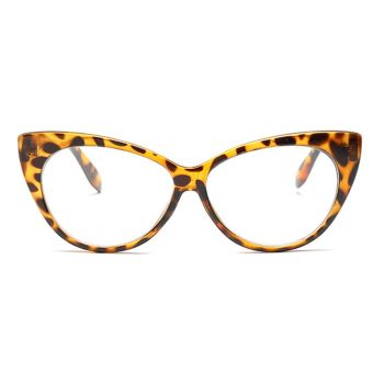 Women Retro Cateye Sunglasses Vintage Leopard Print Frame Clear Lens Triangle Glasses