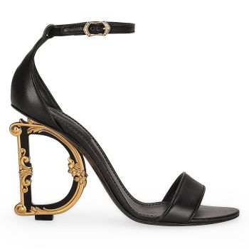 Sculpted-Heel Baroque DG Leather Sandals