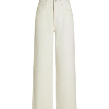 Yoney Denim Solid Straight Leg Jeans: Ivory, M