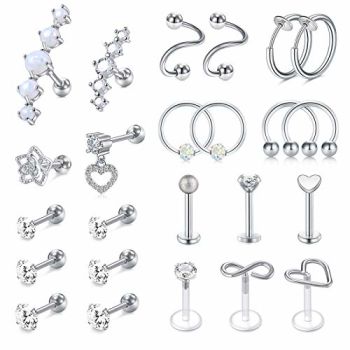 16g Cartilage Earring Stud Hoop Tragus Stud Forward Helix Earrings Rook Daith Conch Stainless Steel Piercing Jewelry