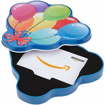 .com Gift Card in a Happy Birthday Balloons Tin