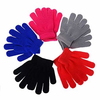 5Pairs of Kids Gloves Boys Winter Gloves Stretchy 5 Fingers Full Fingers Gloves Knitted Magic Gloves Suit (5Pair Mixed)