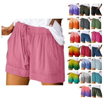 Summer Clothes Women Limited of Time Deal Womens Summer Casual Shorts Elastic Waist Drawstring Cotton Shorts Pocket Beach Shorts Cute Trendy Lounge Clothes,1-Pink,Medium
