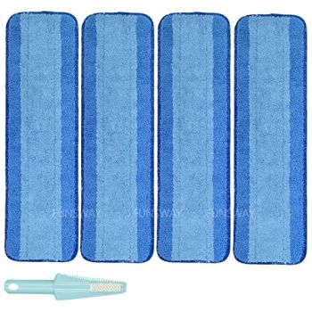 Microfiber Cleaning Pads for Hardwood Floor,Hard-Surface Floors,fits Bona Mop,Rubbermaid Mop,Turbo Mop and Norwex Mop (Light Blue&Blue