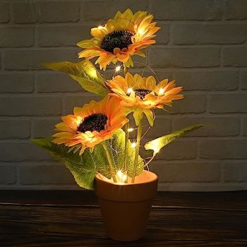 Sunflower Artificial Flowers Gifts for Women,Sunflower Decor,1PSC 14 in Sunflower Bouquet Decorations in Pots,for Home Decoration,Bedroom,Office,Wedding