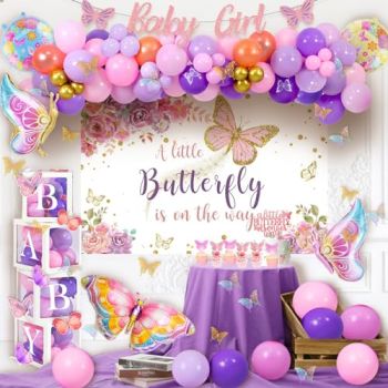 144 PCs Butterfly Baby Shower Decorations for Girl