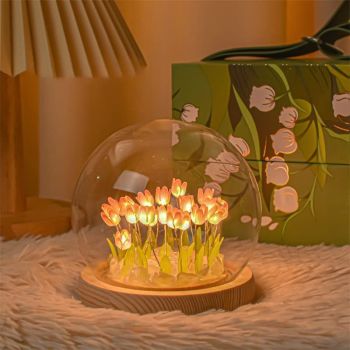 DIY Tulip Night Light LED Handmade Tulip Decoration Bedroom Sleep Light Atmosphere Simulation Flower Birthday Gift for Friends