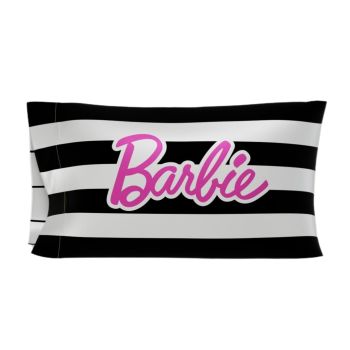 Collectibles Barbie Barbicore Black & White Stripped Beauty Silky Satin Standard Pillowcase Cover 20x30 for Hair and Skin