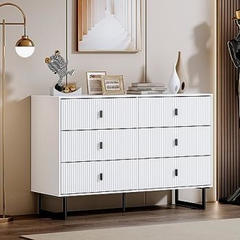 White 6 Drawer Dresser for Bedroom