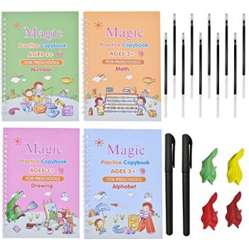 4 Pack Repeatedly Usable Magic Practice Copybook for Kids