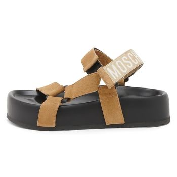 Sporty Logo-Detailed Suede Platform Sandals