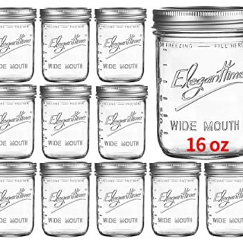 Wide Mouth Mason Jars 16 oz,12 Pack Canning Jars