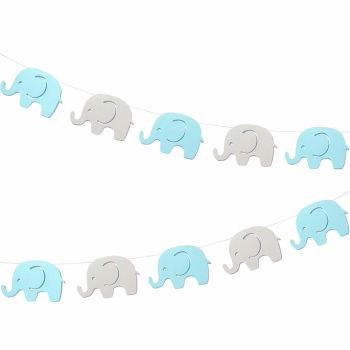 Blue Elephant Garland Baby Shower Bunting Decorations Boy Party Birthday Party Supplies Baby Nursery Classroom Decorations Gender Reveal Blue Gray Garland Decoration 10 Feet 17 Pcs
