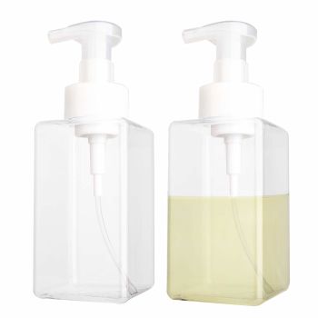 2 Pack Foaming Soap Dispenser 15oz Refillable Foam Liquid Hand Soap Empty Plastic Pump Bottle Container for Bathroom Vanities