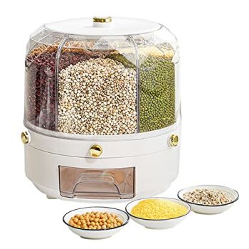 360° Rotating Dry Food Dispenser for Beans,13 lbs Grain Dispenser