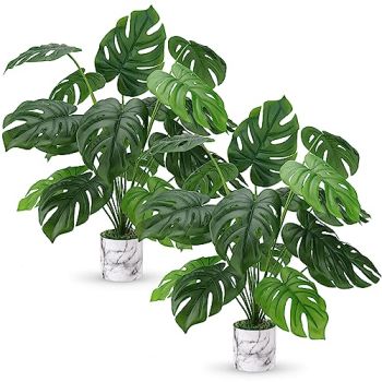 28" 2 Packs Fake Plants Tall Artificial Faux Plants in Pot for Home Farmhouse Bedroom Living Room Decor Indoor