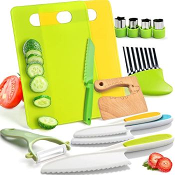 13 Pieces Montessori Kitchen Tools for Toddlers-Kids Cooking Sets Real-Toddler Safe Knives Set for Real Cooking