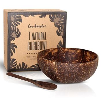 Coconut Bowl & Wooden Spoons Bowl Set