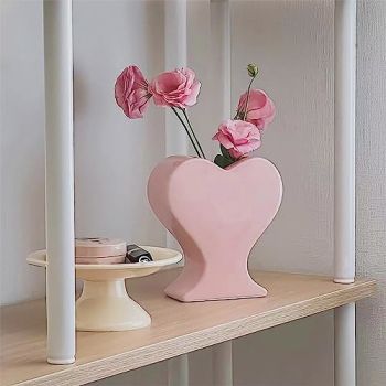 Peach Heart Shape Ceramic Vase