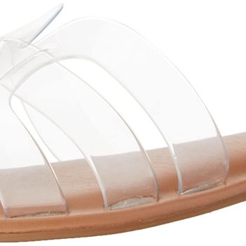 Women's Monika Flat H-Band Slide Sandal,Clear, 8.5