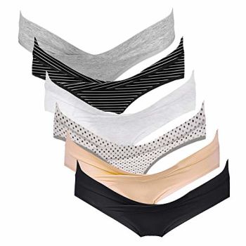 Maternity Underwear Under The Bump Pregnancy Postpartum Panties Womens Cotton Bikinis 6-Pk Inspiration L