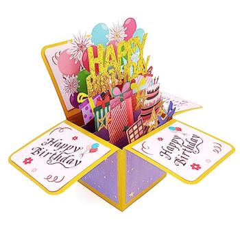 Happy Birthday Pop Up Card for Women Men