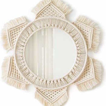 Hanging Wall Mirror Round Nursery Decor Boho Mirror