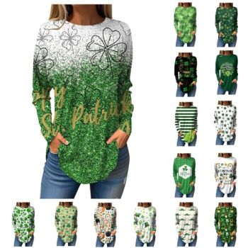 St Patricks Day Long Sleeve Shirt Deal of The Day Long Sleeve Black Tshirt Women Green Sweatshirt Spring Crewneck Tunic Tops Greens Large