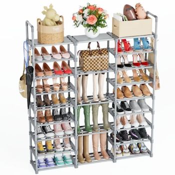 9 Tiers Shoe Rack Tall Shoe Organizer Shoe Storage 50-55 Pairs Vertical Shoe Shelf Large Shoe Rack Organizer Stackable Shoe Racks for Entryway