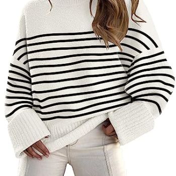 Striped Oversized Sweaters Womens Winter Cashmere Trendy Ladies Long 2023 Fall Fashion Casual Chunky Tunic Pullover Tops Wear