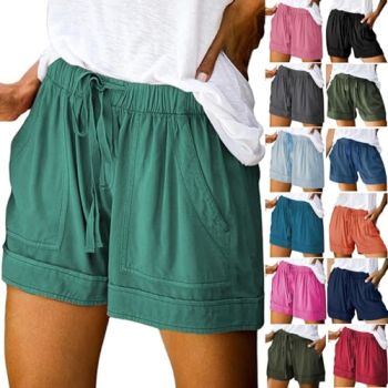 Shorts for Women,My Orders,Shorts for Women 2024 Lightweight Summer Casual Shorts Elastic Waist Drawstring Pure Color Soft Comfy Shorts,Dark Blue,Small