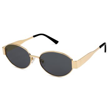 Retro Oval Sunglasses for Women Men Trendy Sun Glasses Classic Shades UV400 Protection SJ1217 Gold/Grey Lens