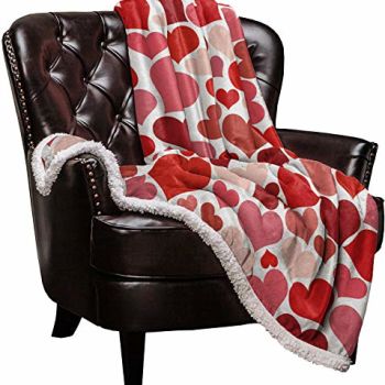 Sherpa Fleece Blanket,Red Heart-shaped Romantic Love Valentine's Day Bed Blanket Soft Cozy Luxury Blanket 40"x50",Fuzzy Thick Reversible Super Warm Fluffy Plush Microfiber Throw Blanket for Couch