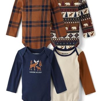 Baby Boy's and Newborn Long Sleeve Bodysuits 4-Pack