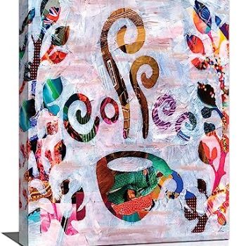 Abstract Banksy Coffee Kitchen Wall Art Graffiti Coffee Pictures Wall Decor Dining Room Canvas Painting Modern Artwork Home Decoration for Kitchen Cafe Coffee Bar Framed 12"x16"