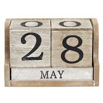 Wooden Perpetual Block Calendar for Desk