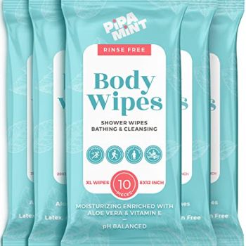 Body Wipes (5 Packs) 50 XL Shower Wipes Body Wipes for Adults Bathing