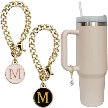 Letter Charm Accessories for Stanley Cup 2PCS Initial Name ID Personalized Handle Charm for Stanley Tumbler (M)