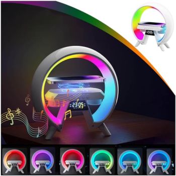 Multi-Functional 15w Wireless Fast Charging Lamp Bluetooth Speaker Music Clock Alarm Key Function Speakers for Working